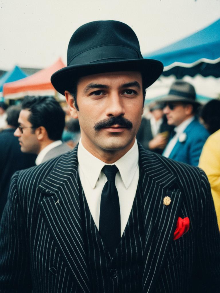 Man in Gangster Costume Candid Cosplay Portrait at Retro Festival