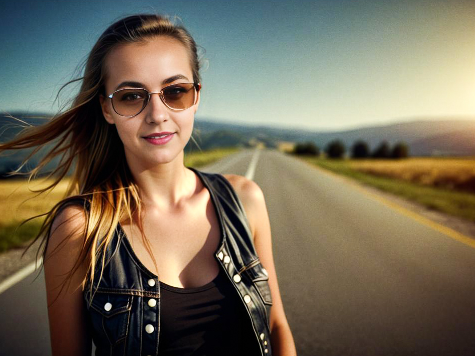 Confident Woman on Scenic Road