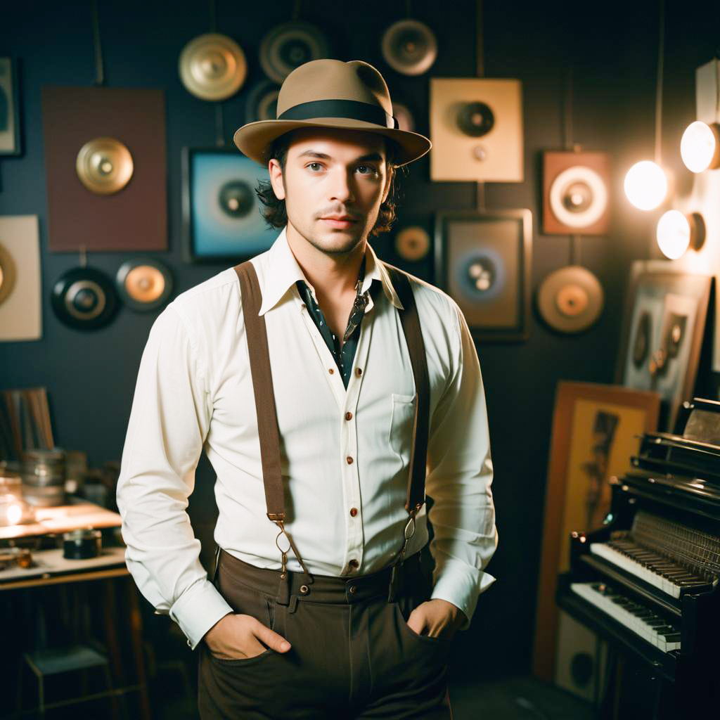 Stylish Young Man in Vintage Outfit