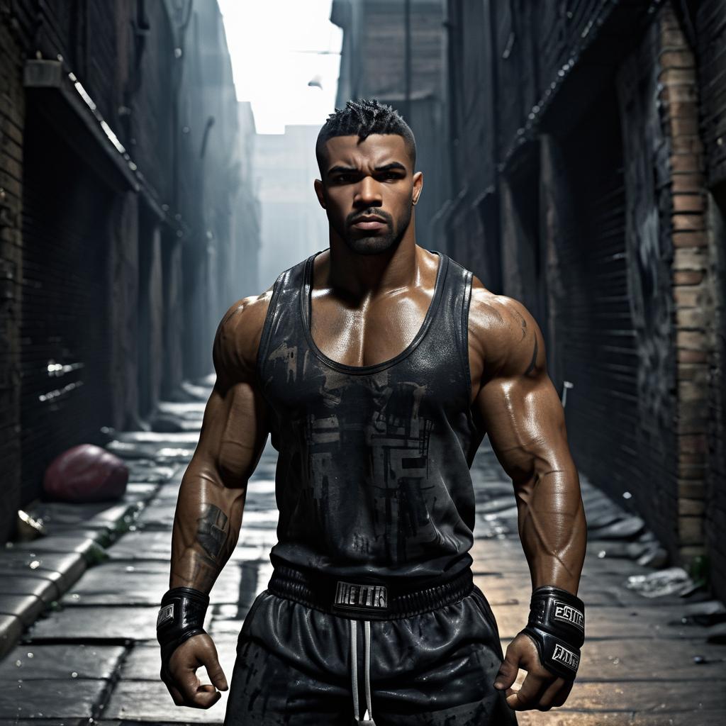 Muscular Man in Urban Alleyway