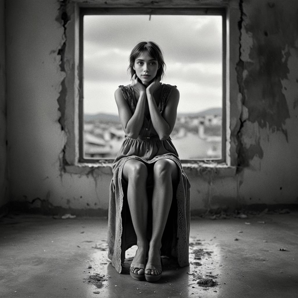 Thoughtful Woman in Abandoned Room