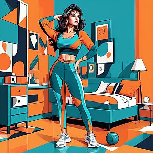 Confident Woman in Color-Blocked Athletic Outfit