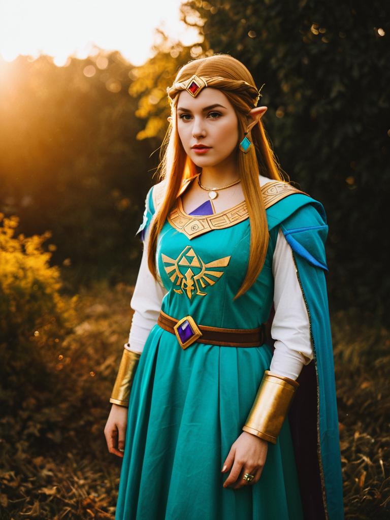 Princess Zelda Oracle of Ages Woman Cosplay in Detailed Costume