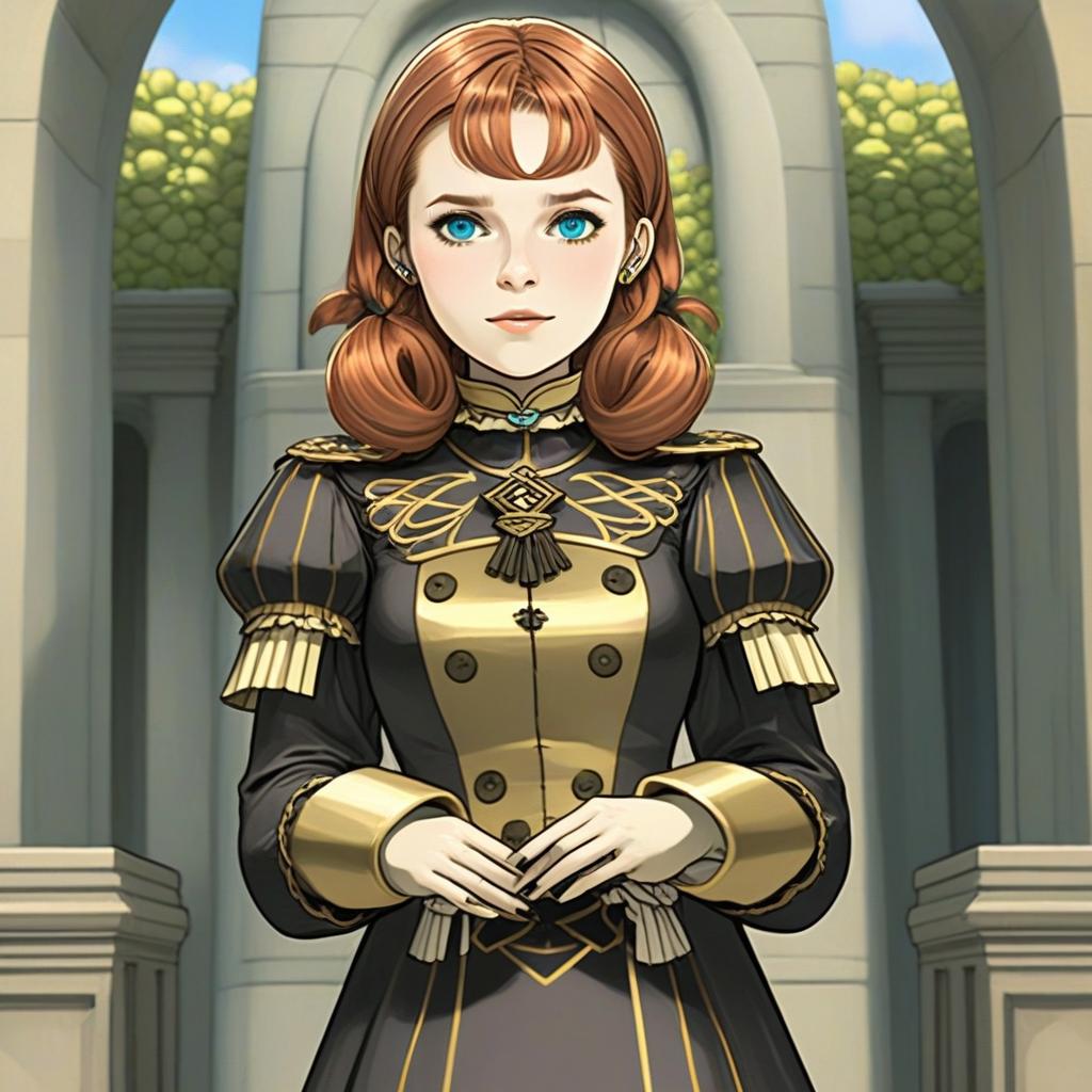 Annette Fantine Dominic in Elegant Gold and Black Victorian Style Outfit Digital Art