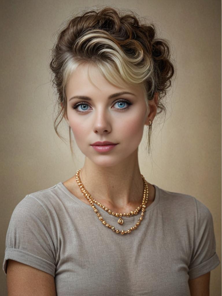 Woman with Elegant Updo and Pearl Necklace