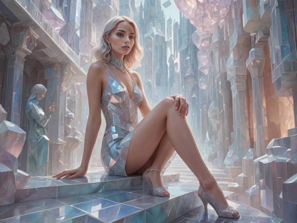 Young Woman in Ethereal, Crystalline Setting