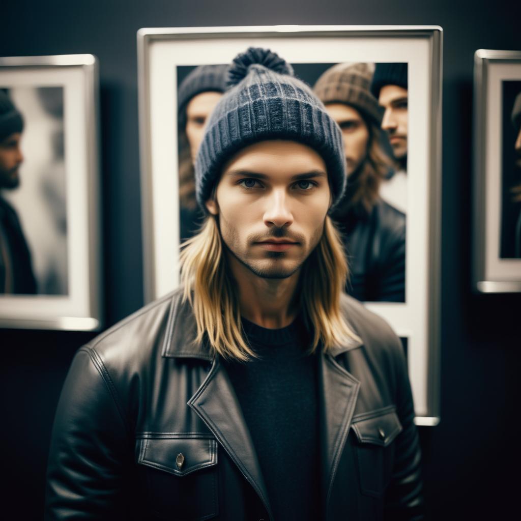 Young Man in Beanie and Leather Jacket