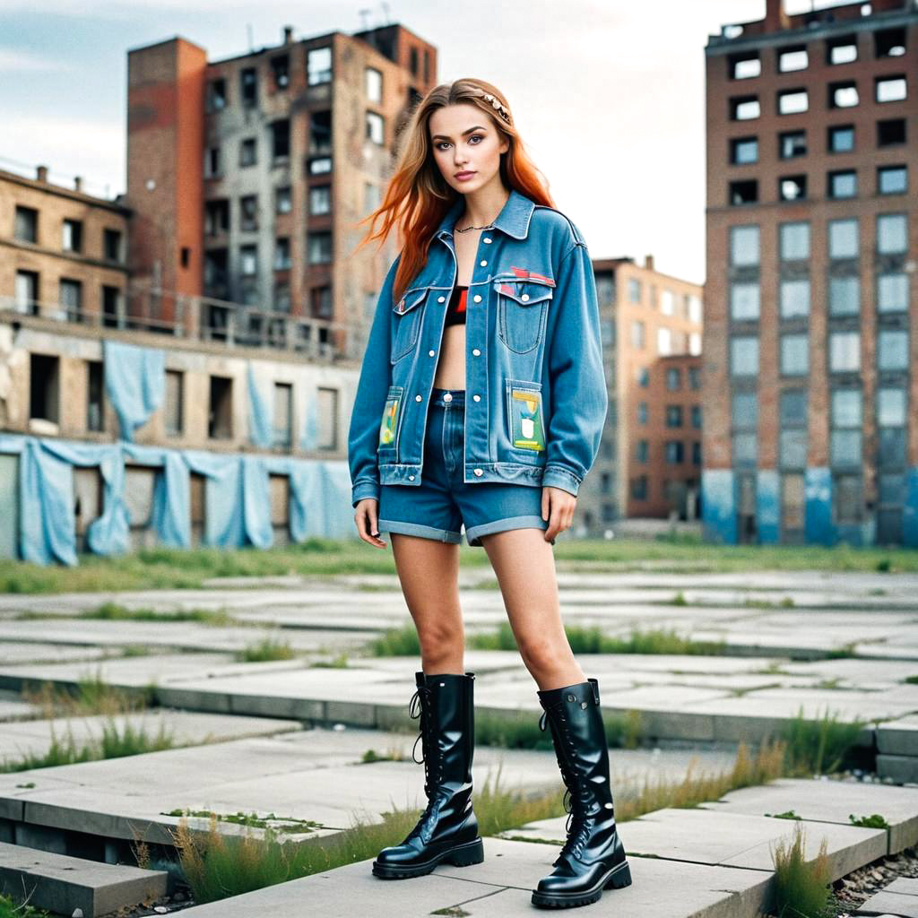 Stylish Young Woman in Urban Setting