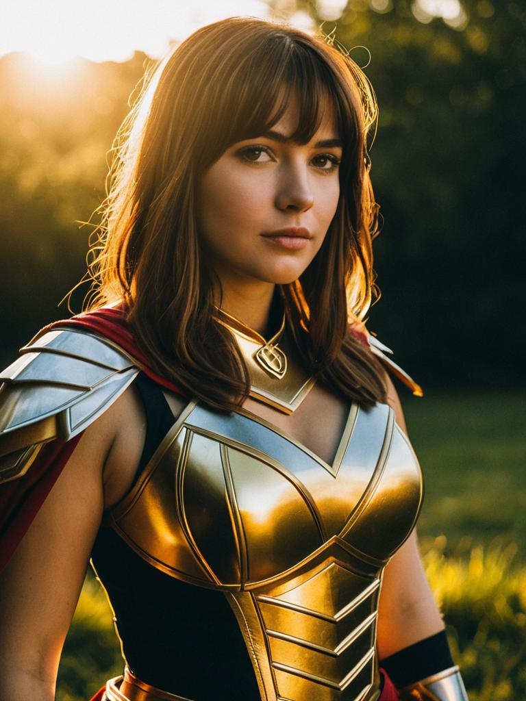 Woman in Mia Costume Outdoor Cosplay Portrait in Golden Hour