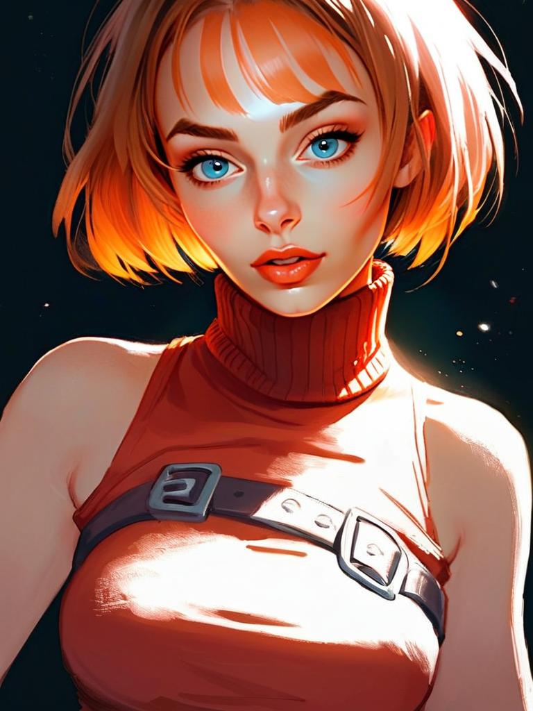 Portrait of Young Woman with Blue Eyes and Orange Hair Portrait of Young Woman with Blue Eyes and Orange Hair