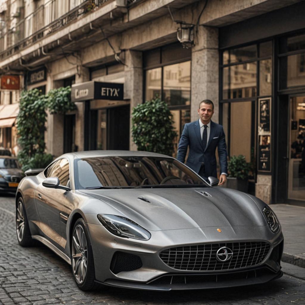 Businessman by Luxury Sports Car