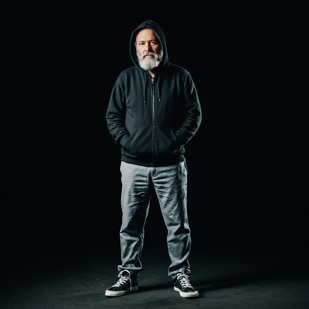 Mature Man in Black Hoodie Mature Man in Black Hoodie
