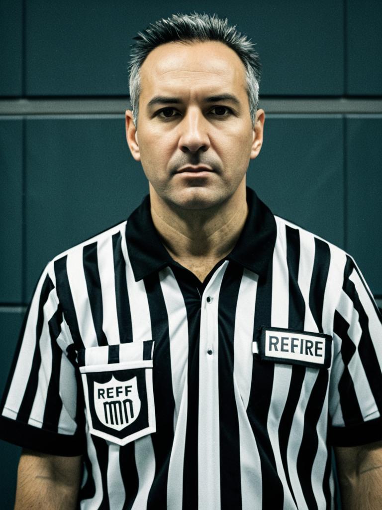 Man in Referee Costume Editorial Cosplay Portrait Photorealistic