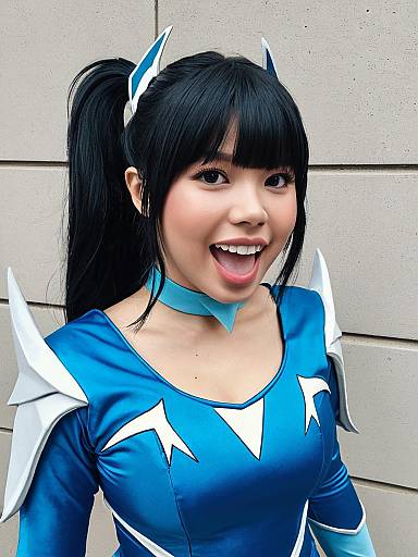 Artemis Blue Costume Cosplay with Futuristic Armor Details