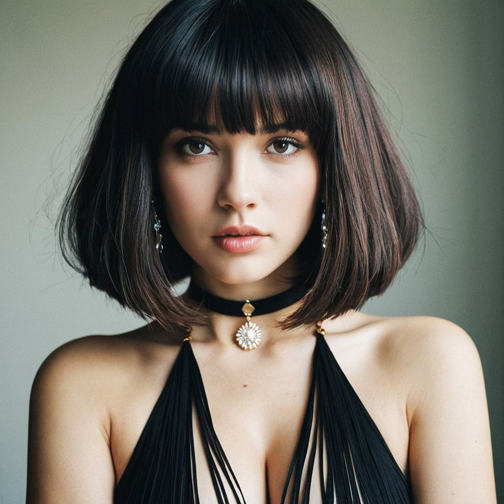 Chic Woman with Bob Hairstyle and Elegant Jewelry Chic Woman with Bob Hairstyle and Elegant Jewelry