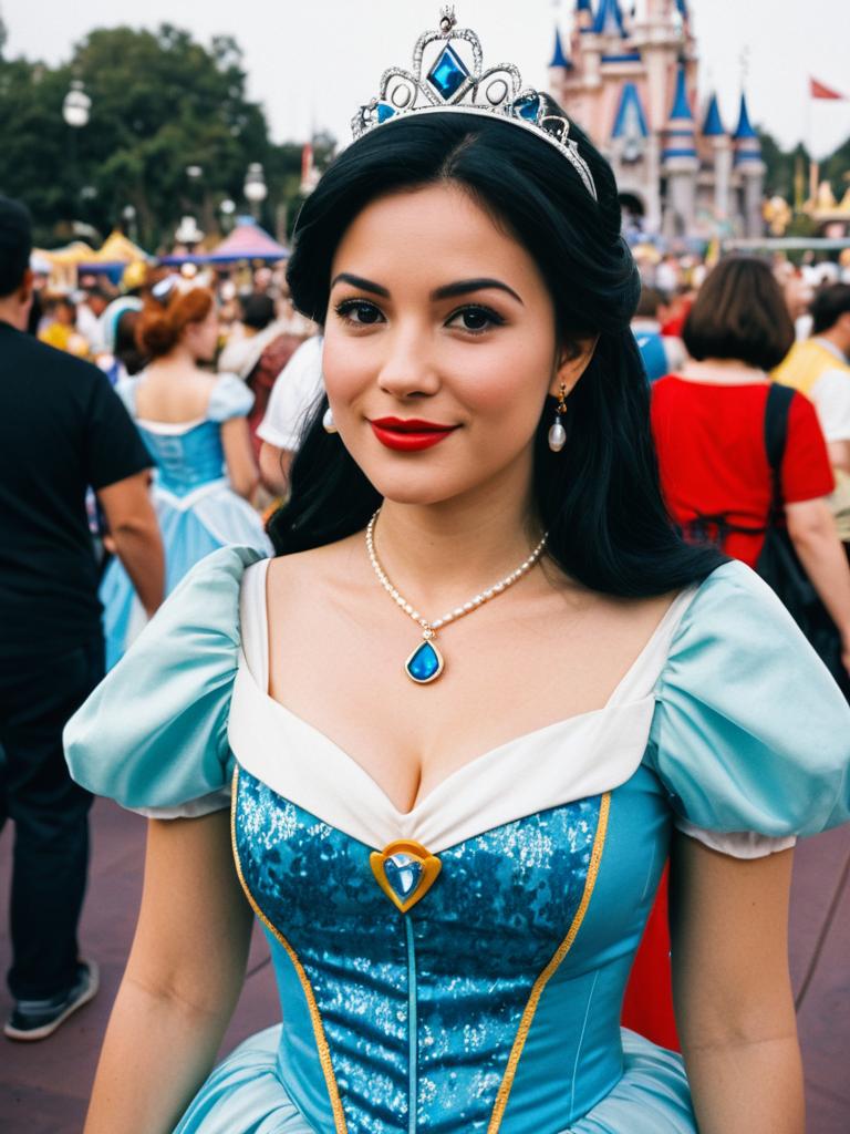 Woman in Disney Princess Costume Candid Cosplay Portrait at Festival