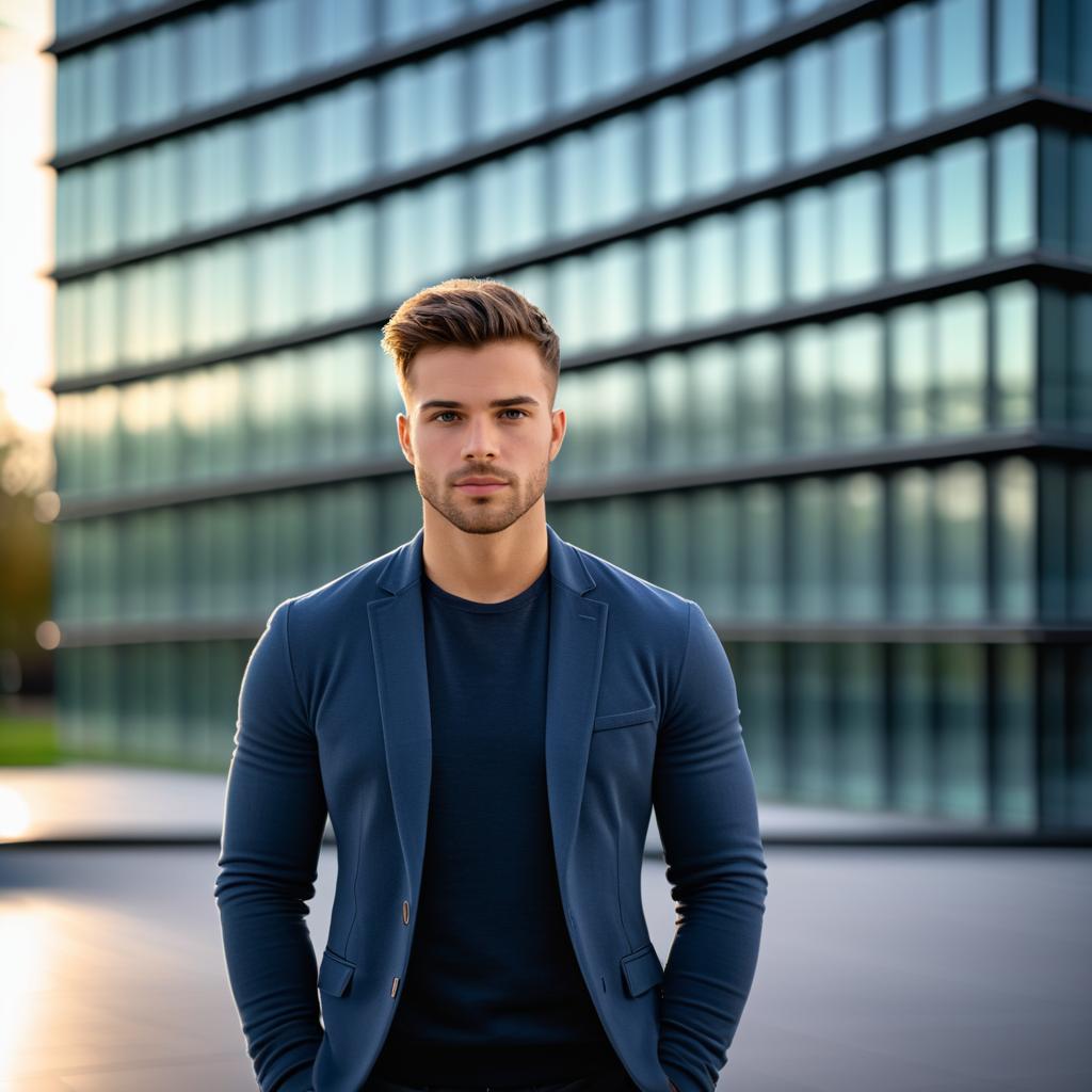 Stylish Young Man in Front of Modern Architecture