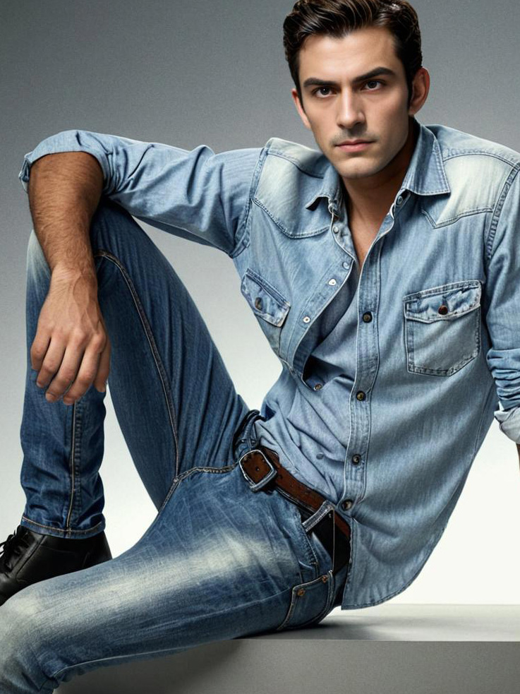 Stylish Young Man in Denim Fashion