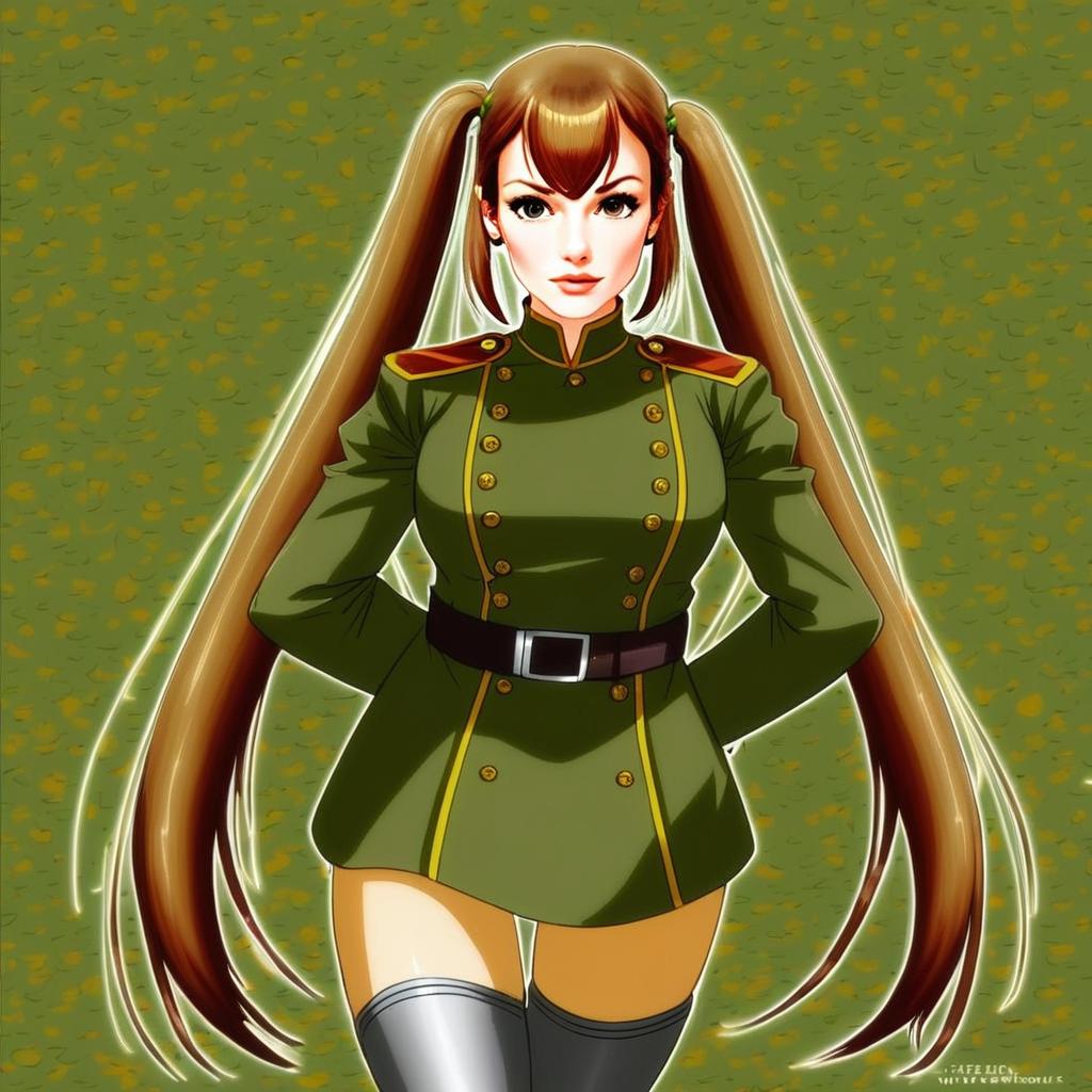 Anime Woman Alicia Melchiott in Military Uniform Digital Art
