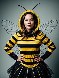 Photorealistic Woman in Bee Dance Costume Studio Portrait