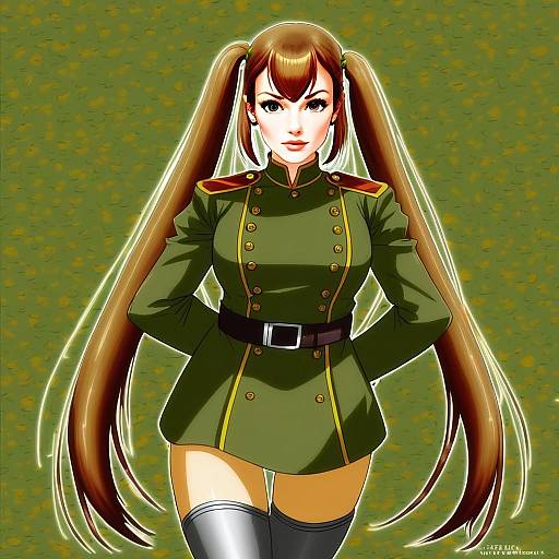 Anime Woman Alicia Melchiott in Military Uniform Digital Art