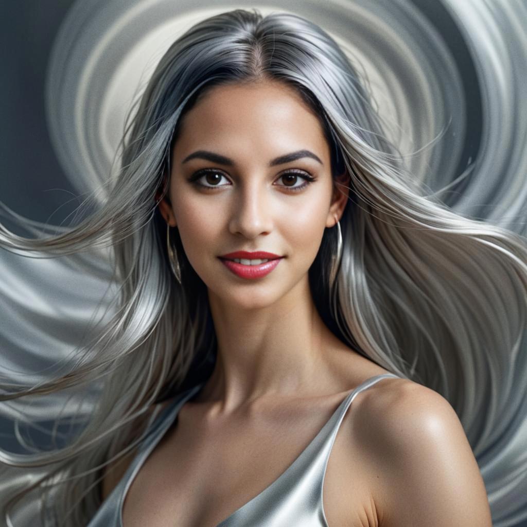 Elegant Woman with Silver Hair - Modern Beauty Portrait