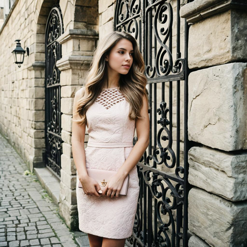Elegant Woman in Pale Pink Dress by Vintage Gate Elegant Woman in Pale Pink Dress by Vintage Gate
