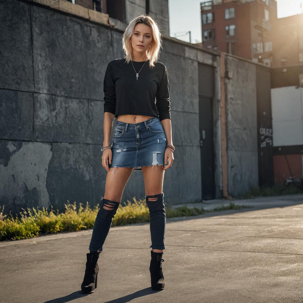 Stylish Woman in Edgy Outfit