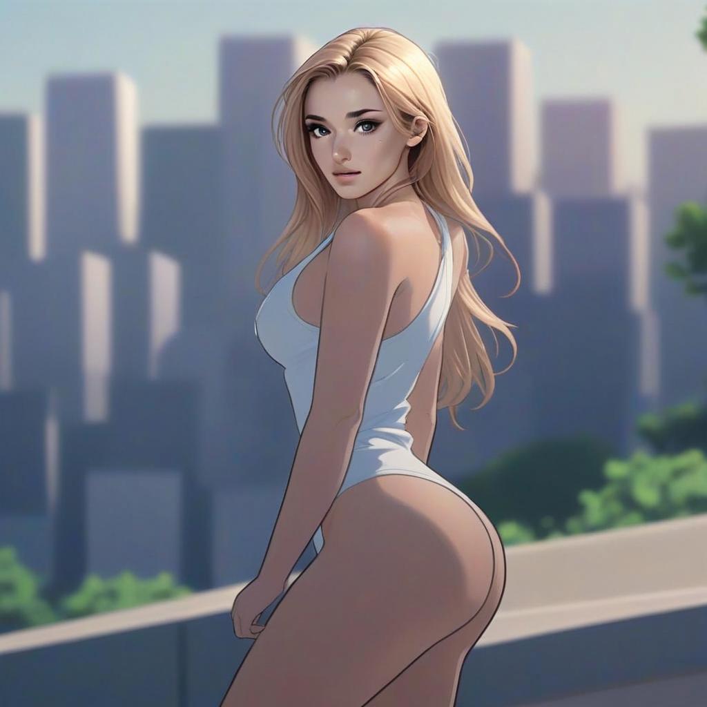 Young Woman with Blonde Hair in Urban Setting Young Woman with Blonde Hair in Urban Setting