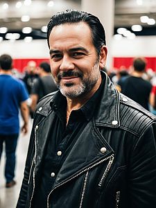 Man in Negan Costume Candid Portrait at Comic Convention