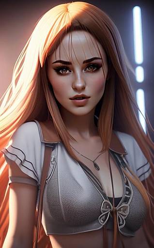 Stylized Digital Portrait of a Young Woman with Auburn Hair