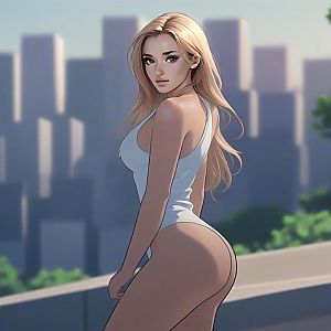 Young Woman with Blonde Hair in Urban Setting