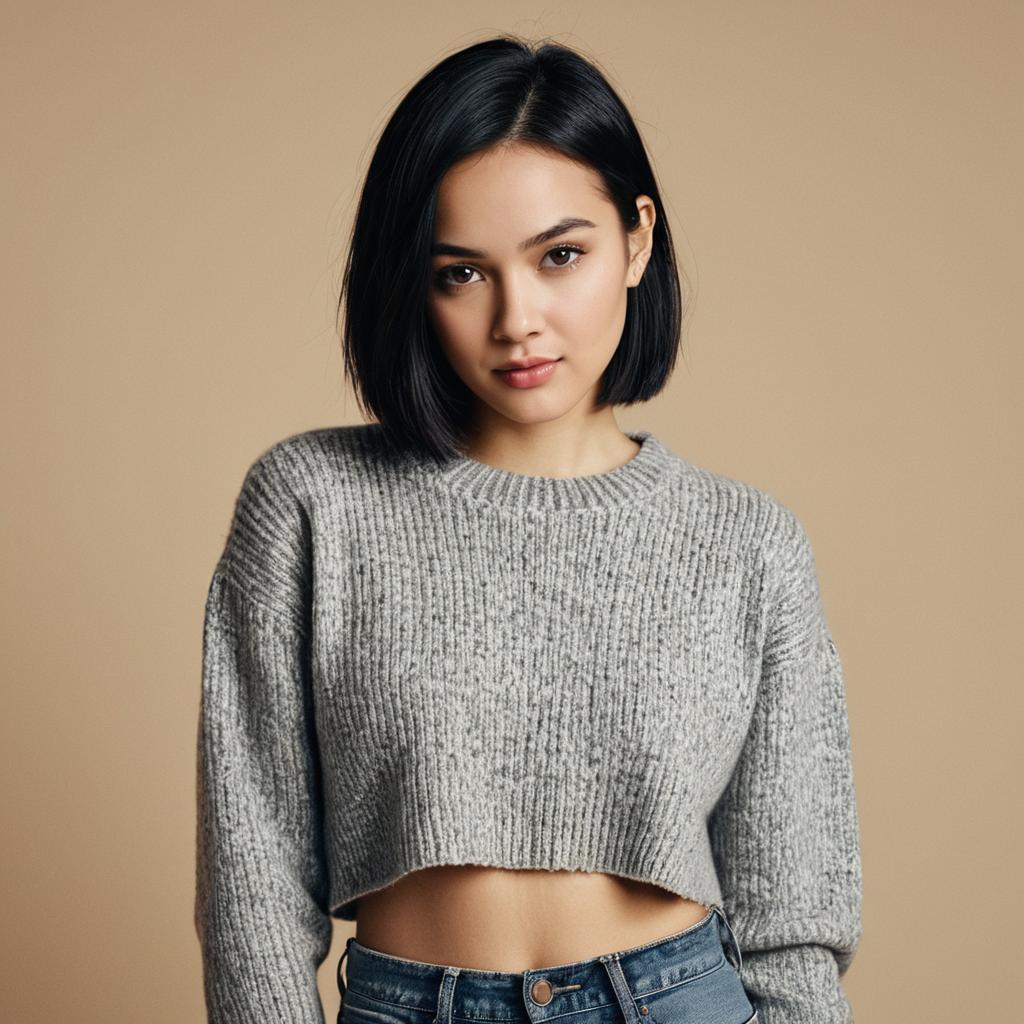 Confident Young Woman in Cozy Sweater