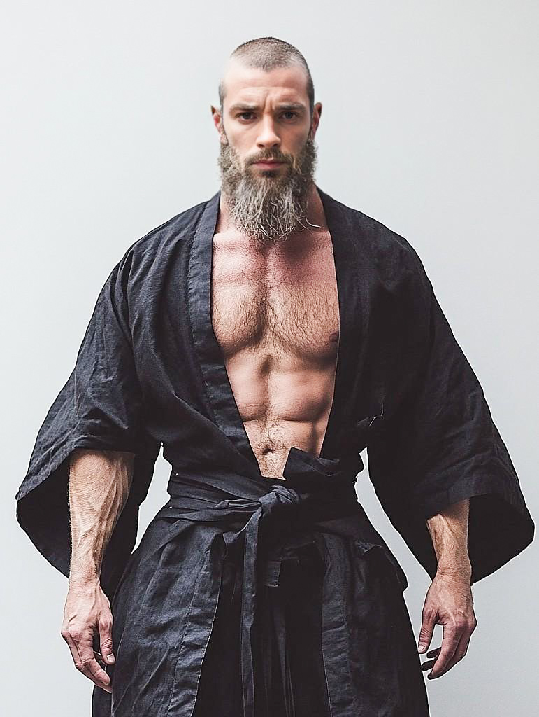 Powerful Man in Black Martial Arts Gi