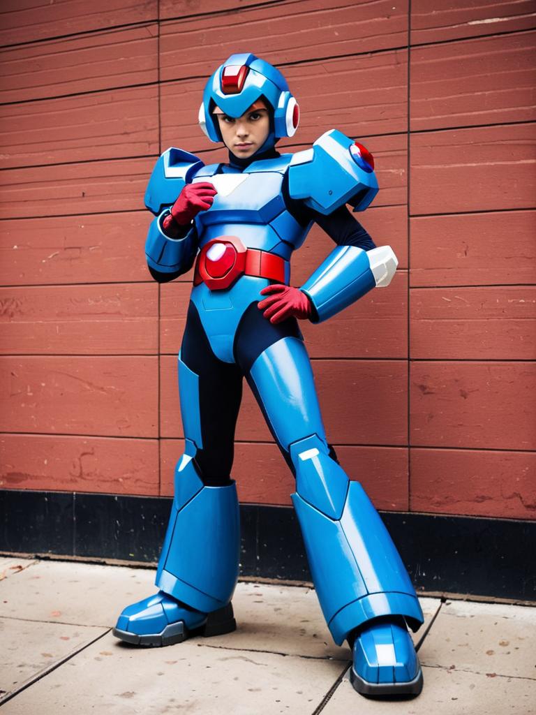 Man in Realistic Mega Man X Cosplay Costume