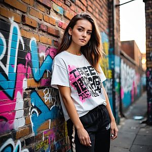 Confident Young Woman in Urban Alley