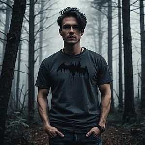 Confident Young Man in Misty Forest