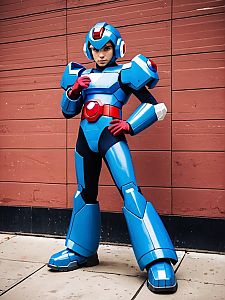 Man in Realistic Mega Man X Cosplay Costume