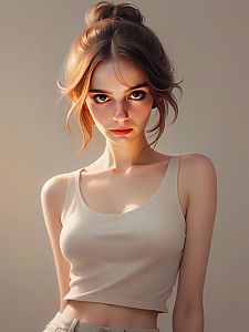 Young Woman with Striking Eyes in Soft Focus Portrait