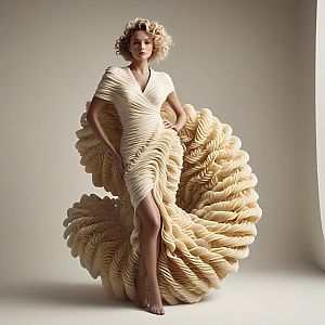 Avant-Garde Woman in Sculptural Dress