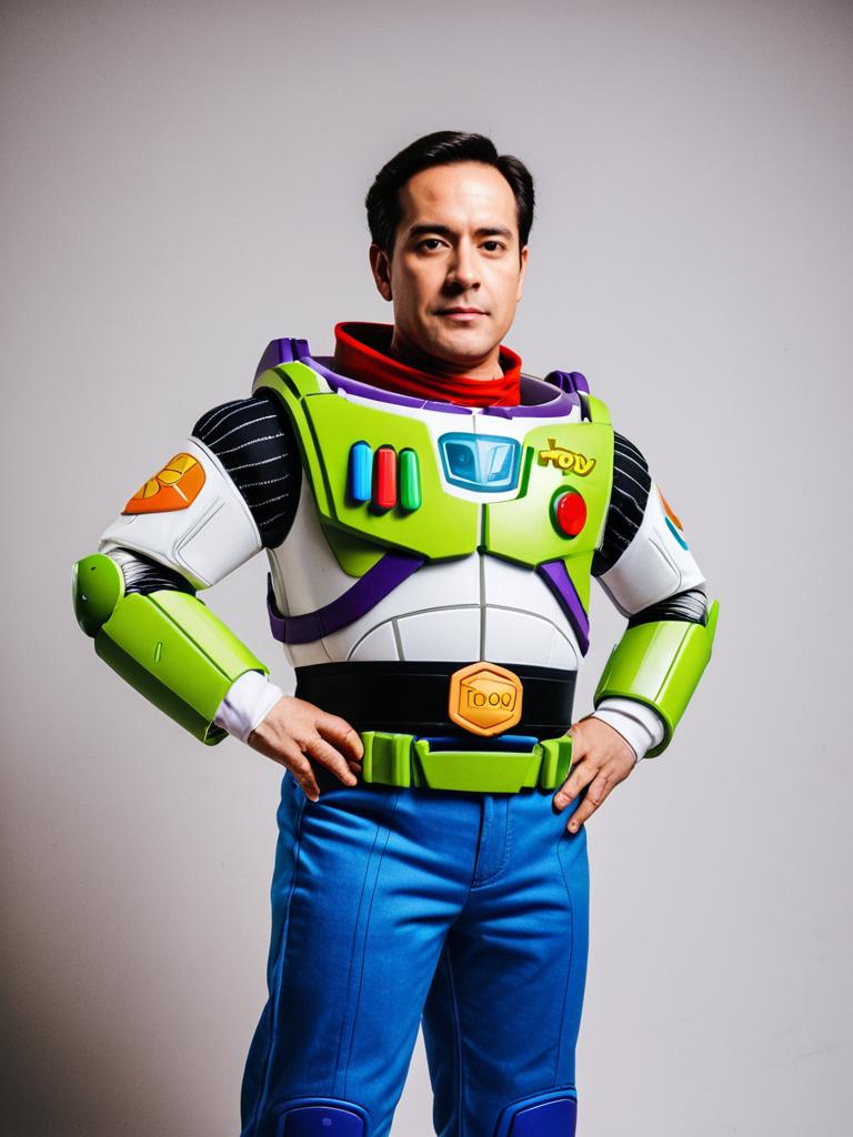 Professional Studio Portrait of Man in Buzz Lightyear Toy Story Costume