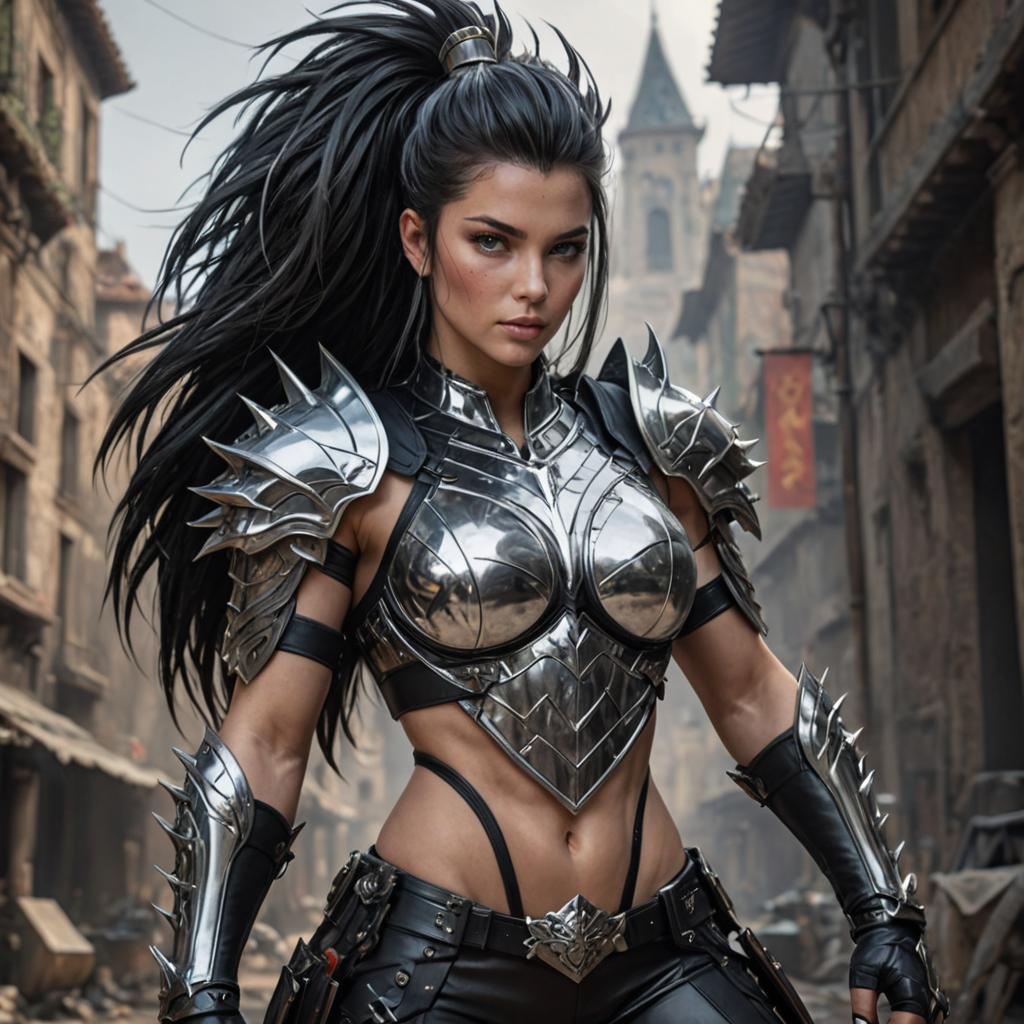 Fierce Warrior Woman in Saiyan Armor