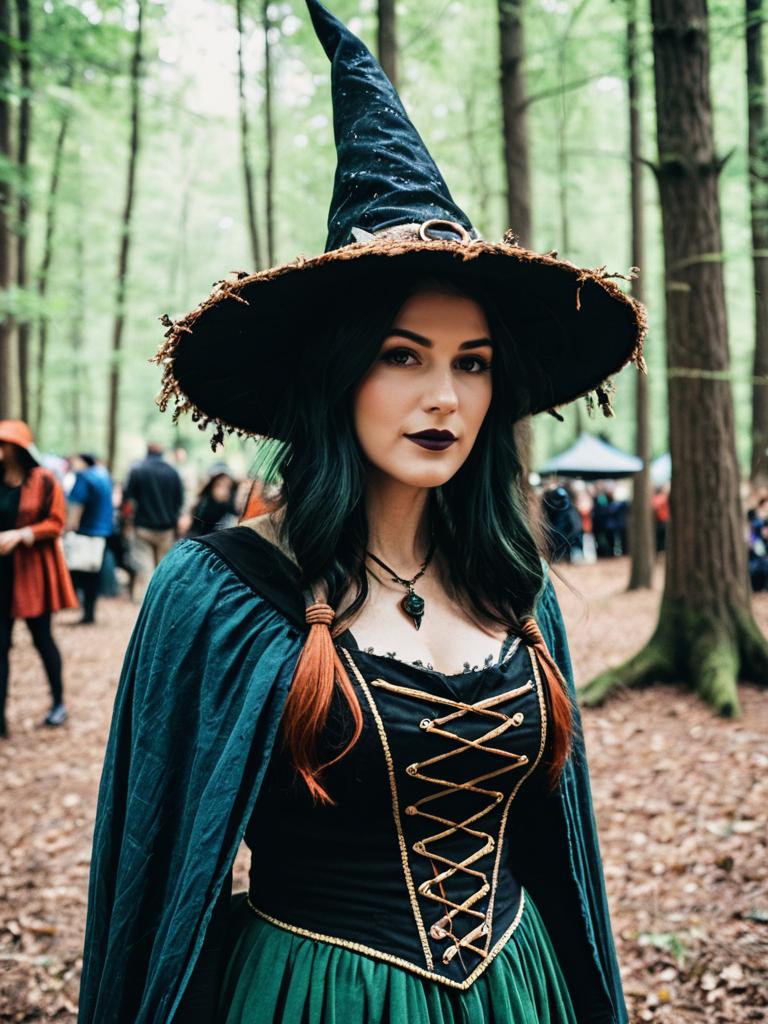Woman in Woodland Witch Costume at Fantasy Fair Cosplay Portrait