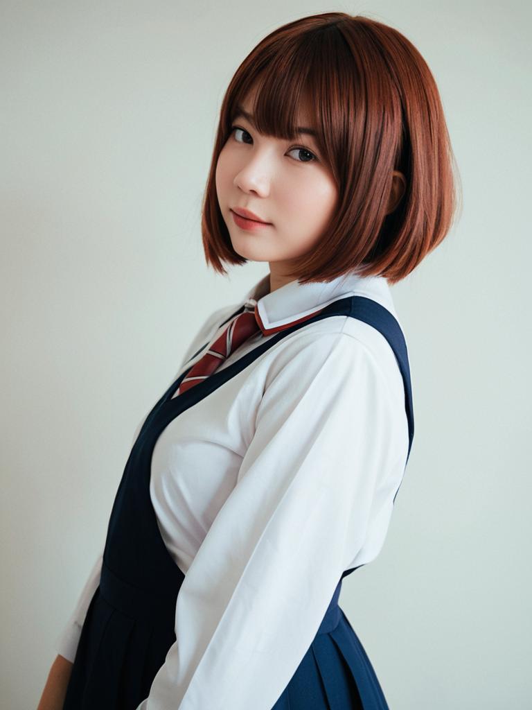 Realistic Cosplay Woman Wearing Ochaco Uraraka Costume Realistic Cosplay Woman Wearing Ochaco Uraraka Costume