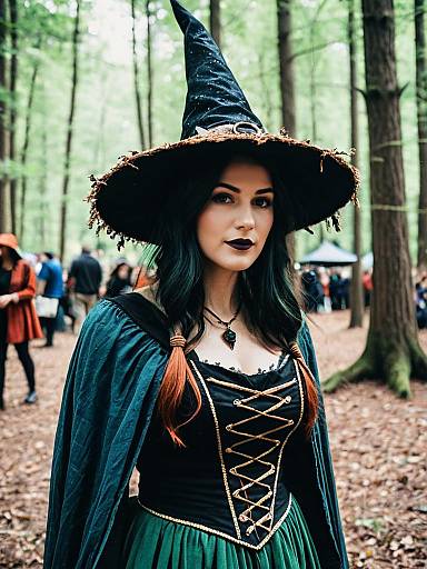 Woman in Woodland Witch Costume at Fantasy Fair Cosplay Portrait