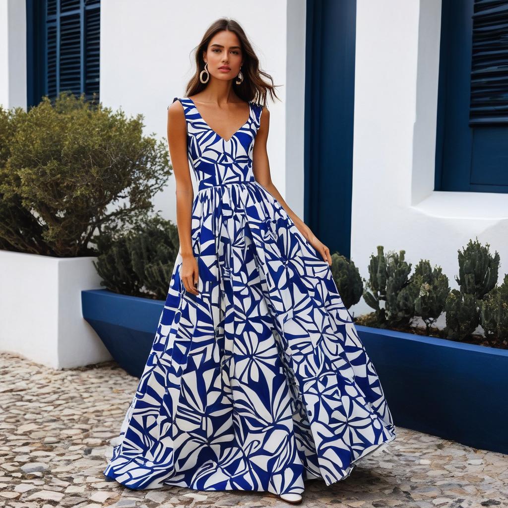 Woman in Floral Maxi Dress by Mediterranean Architecture Woman in Floral Maxi Dress by Mediterranean Architecture