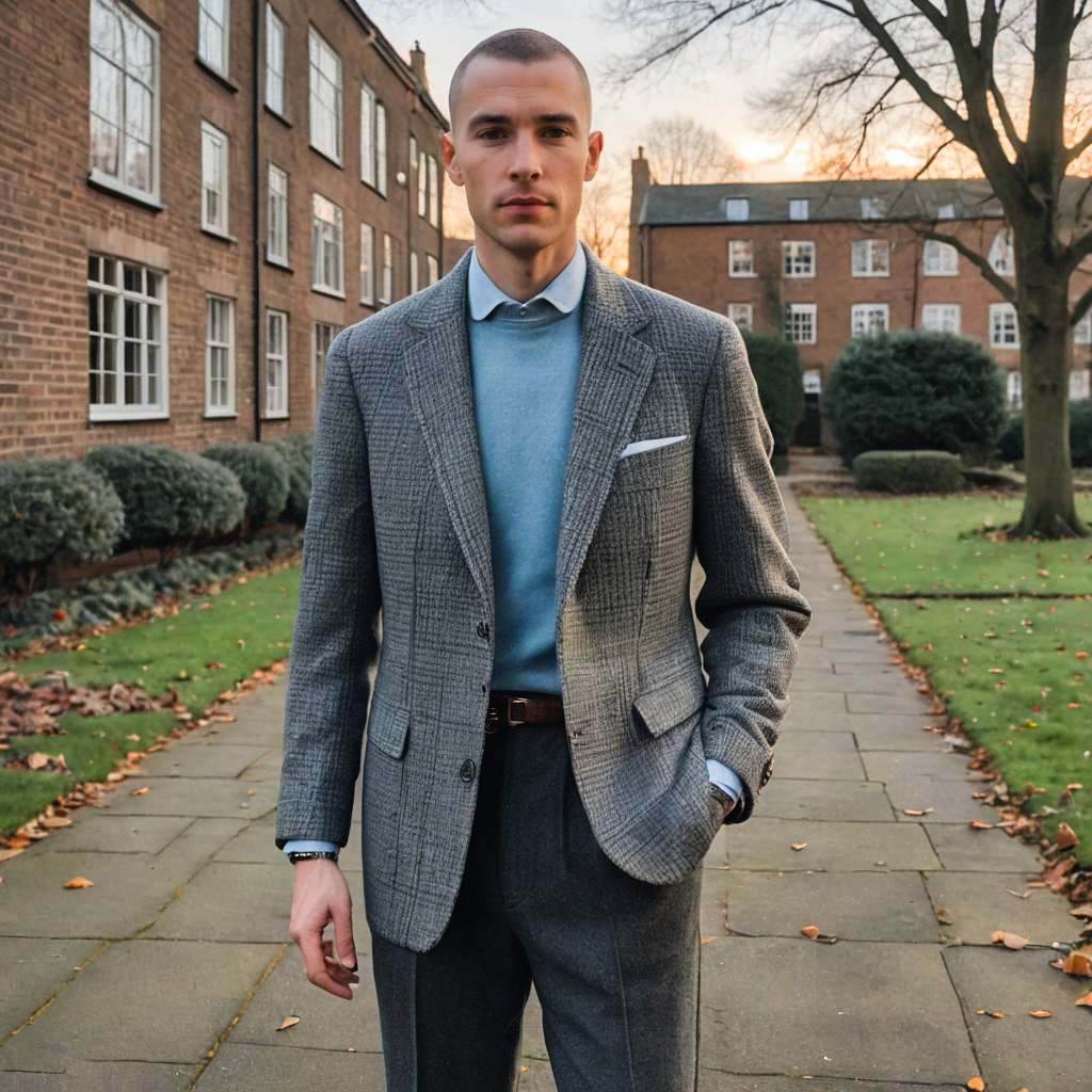 Stylish Young Man in Checkered Blazer