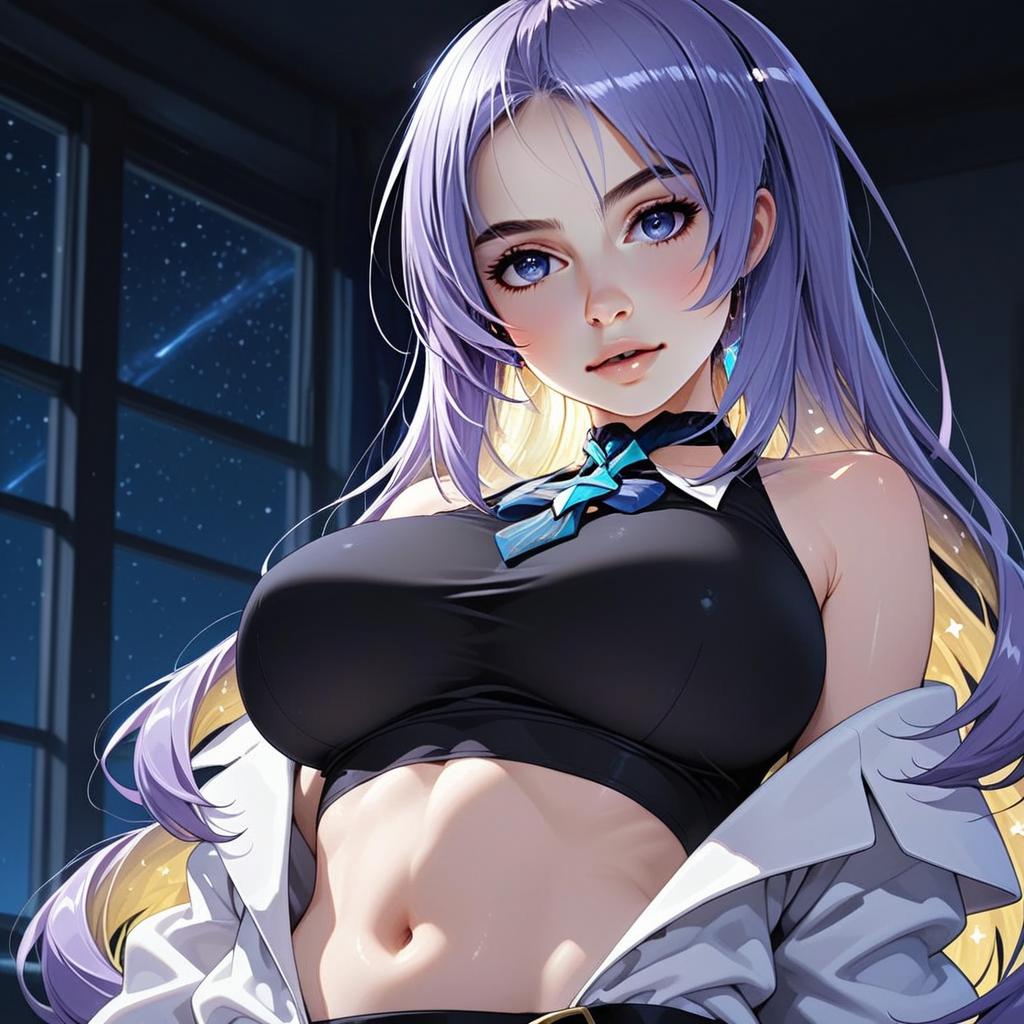 Moona Hoshinova First Costume Anime Style Digital Portrait