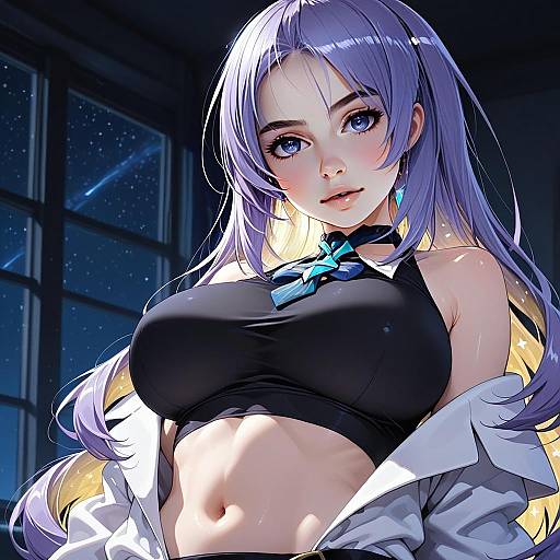 Moona Hoshinova First Costume Anime Style Digital Portrait