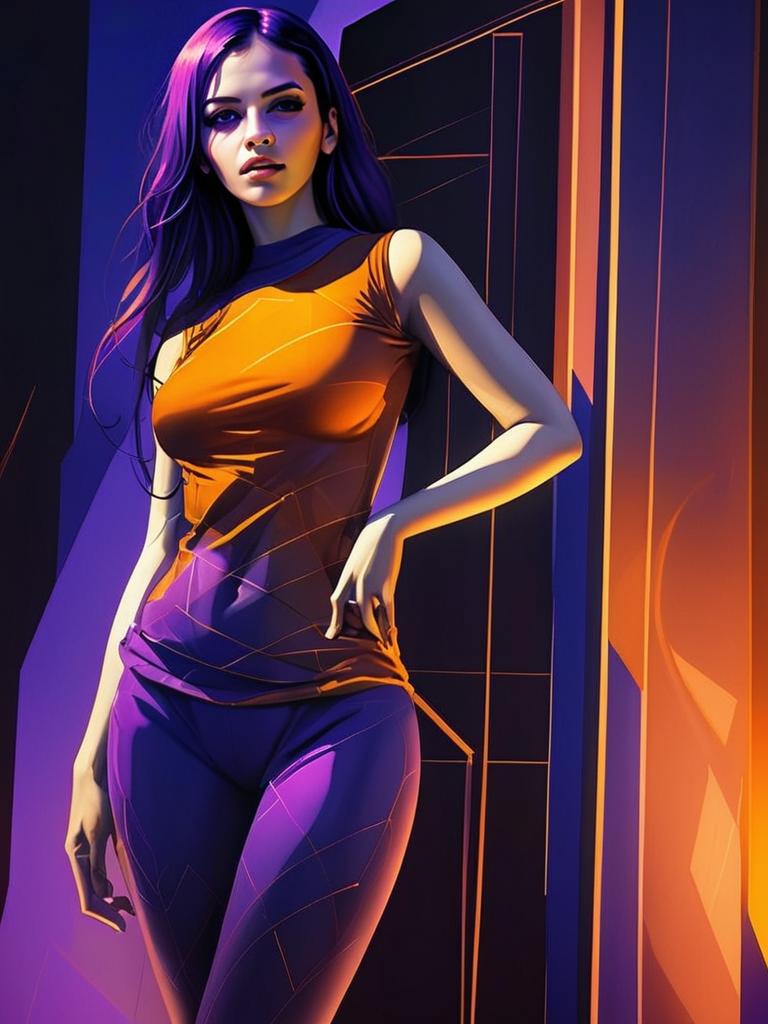 Stylish Woman in Futuristic Setting Stylish Woman in Futuristic Setting